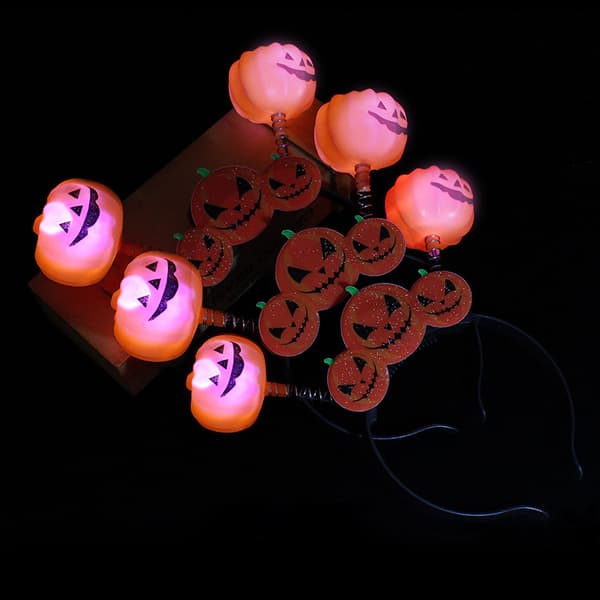 3 stk Halloween LED Gresskar Hodebånd Lys Opp Gresskarformet Hea