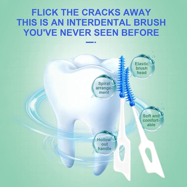 160 st (blå) dubbelsidiga interdentalborstar i silikon