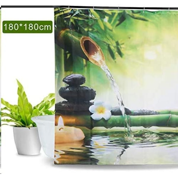 Vanntett og muggsikker dusjforheng 180x180cm (grønn bambo