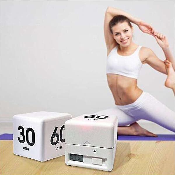 Kube Timer Køkkenvækkeur Yoga Timer Elektronisk Timer Lur Påmindelse Hvid