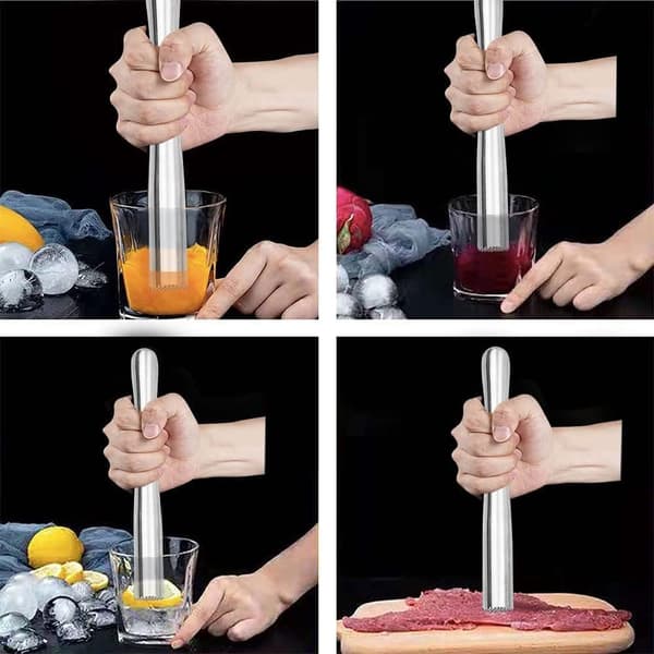 Ismuddler, 22,5 cm cocktailmuddler i rustfritt stål for knusing av isbiter Mojito Kjøkken Bar Restaurant