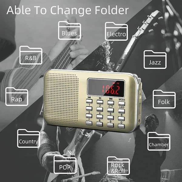 Mini-taskuradio Led-taskulampulla, digita