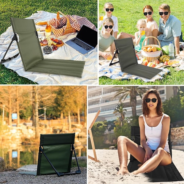 Grøn bærbar stol picnicstol fiskestol udendørs stol ultralet camping foldestol med ryglæn, udendørs le