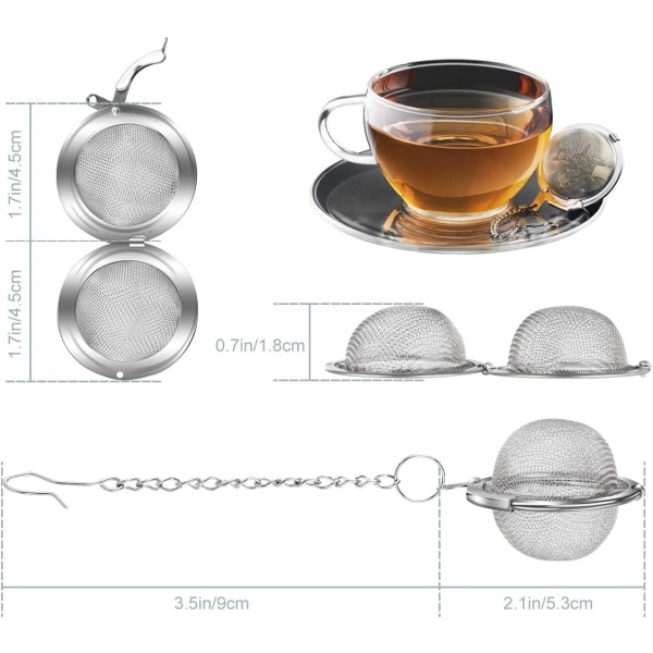 Te-integrator te-si i rustfrit stål til te, sæt med 2