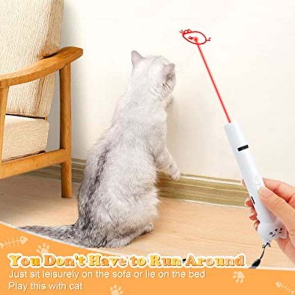 Katteleker LED-peker, 8 i 1 Cats Tracker Wand USB-oppladbar