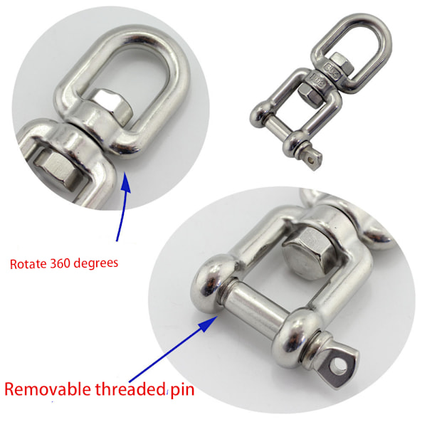 Rustfritt stål 304 316 sirkelgaffel svingbar svingbar ring sjakkel