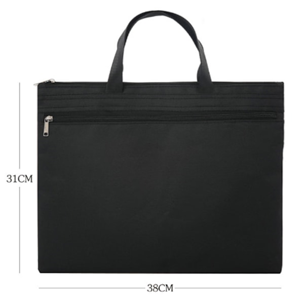 Svart 1-delad Officedokumentväska, Män Briefcase Bärbar Pärm