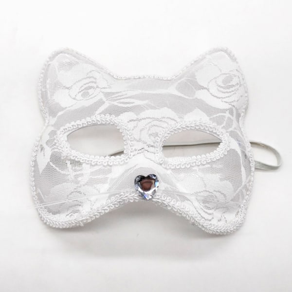 Cat Masquerade Mask Luksus sexet kattemaske med perler dekoration V
