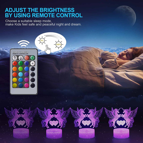 Nice Dream Unicorn Night Light for Kids, 3D Illusion Night L