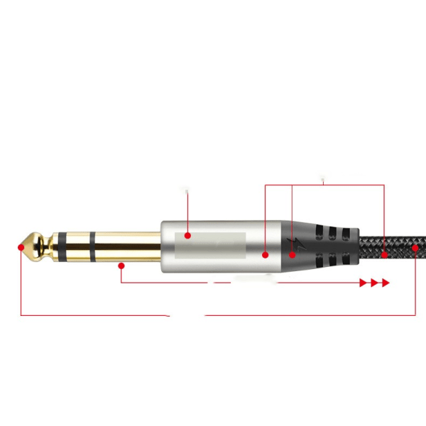 6,35 mm stereo instrumentkabel (2 m/1 pakke) nylonflettet 1/4 hann