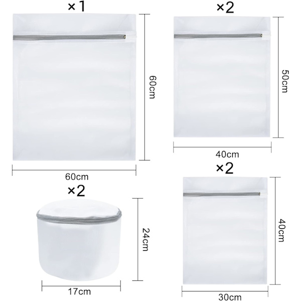 Set med 7 vaskemaskin vaskeri nett, gjenbrukbar vask nettpose/vaskeri nett/bh vaskeripose, vaskeri vaskeri nett for skjorter, bh-er, gensere, undertøy, frakker, jeans