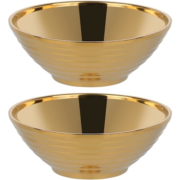 Gyllene Ramen Nudelsoppa Skål, 2-pack 18/8 Dubbelväggigt Rostfritt Stål Skålar (8 tum)