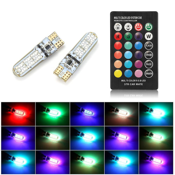 T10 Led 194 168 W5w 5050 Smd Rgb Bil Kupol Läslampa Auto