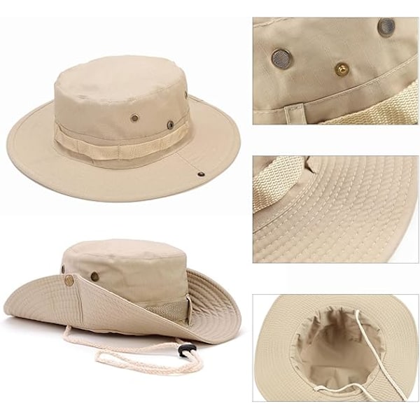 Vattentät Solhatt, Cowboy-stil Fiskehatt, Jakthatt, Anti-UV Resehatt, Bredbrättad Mesh Bucket Hatt, Fiske