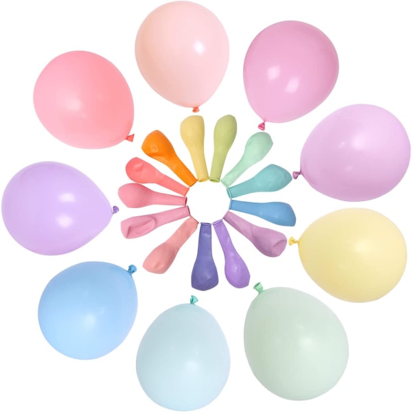 100 stk Multicolor Pastel Ballon 10 Tommer Macaron Latex Ballo