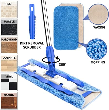 1 Genanvendelige flade moppepuder Professionel mikrofibermoppe til hårdttræ