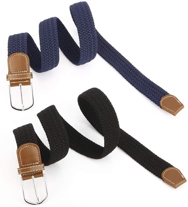 2-pack damvävda stretchbälten blå + svart herr elastiskt bälte
