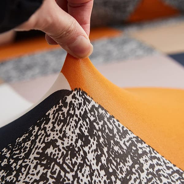 Oransje geometri, stretch sofaovertrekk 3 seters sofaovertrekk med A