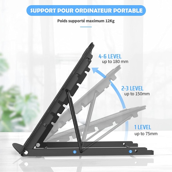 Bærbar computer stand, 24,2*19*19,8cm ventileret bærbar computer stand, bærbar computer stand