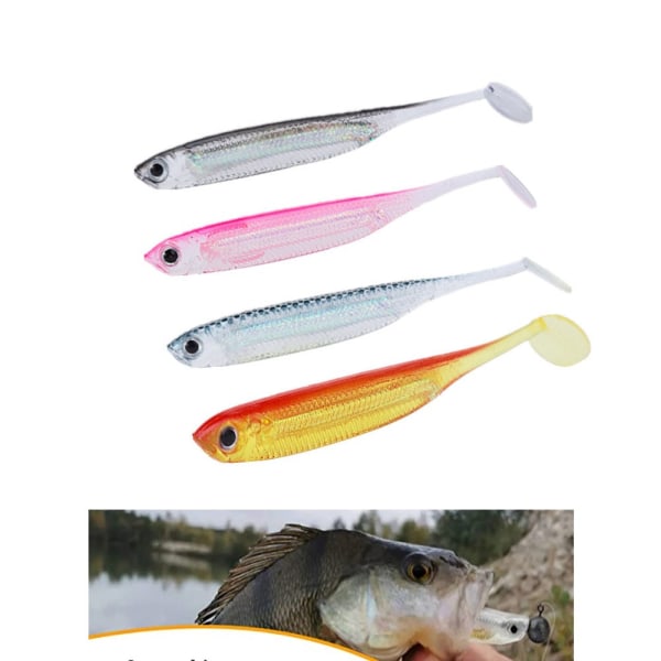 Four-piece T-tail bionic bait rainbow fish, 7.5cm/2.2g hollow ba