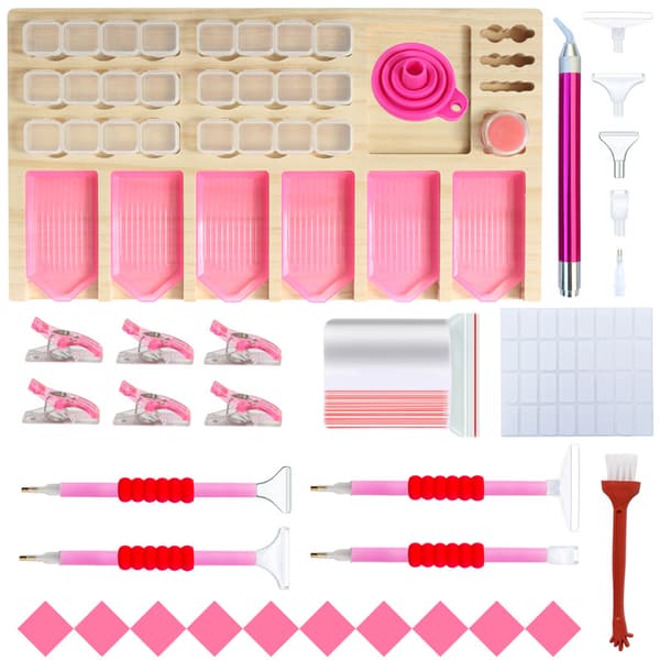 En uppsättning rosa diamantmålning verktyg, multifunktionell solid woo