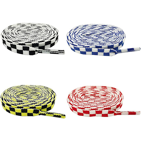 4 par mosaik trykte skolisser (4 farver), flade skosnore