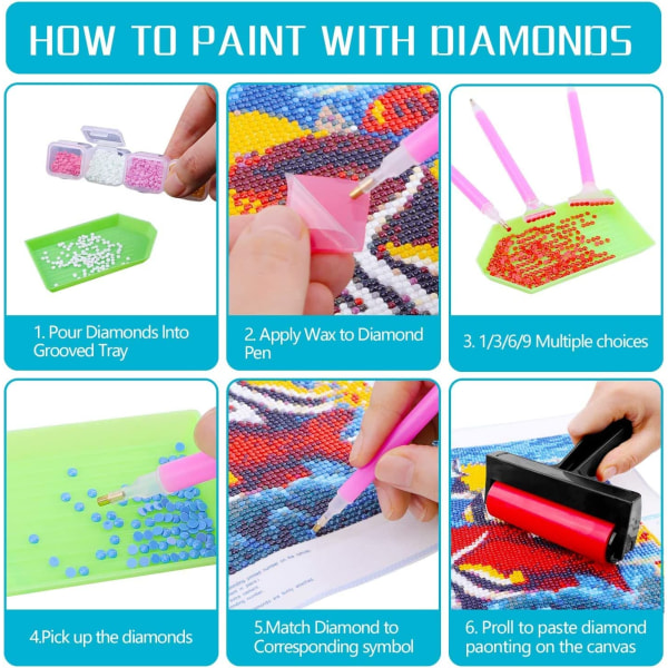 119 stykker DIY Diamond Art tilbehørssæt, 5D diamantmaling til