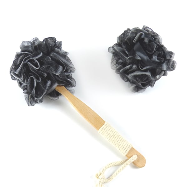 4 st bambukolfiber badboll trähandtag bad