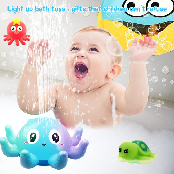 Baby lysende badeleker, blekksprut induksjonsbad sprinkler leketøy, Ki