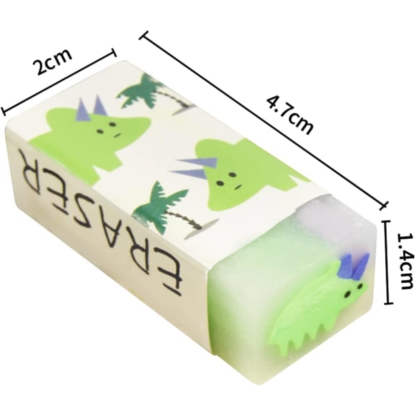 12 Stykker Novelty Viskelædere Kawaii Søde Børn Dinosaur Viskegummi