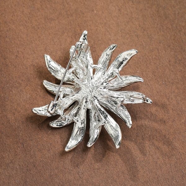 Crystal Geometri Flower Broche Pins med Simuleret Pearl Bou