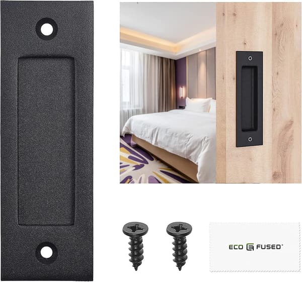 2 Fingertræk til Ladestaldør (Sort) med Selvtæppende