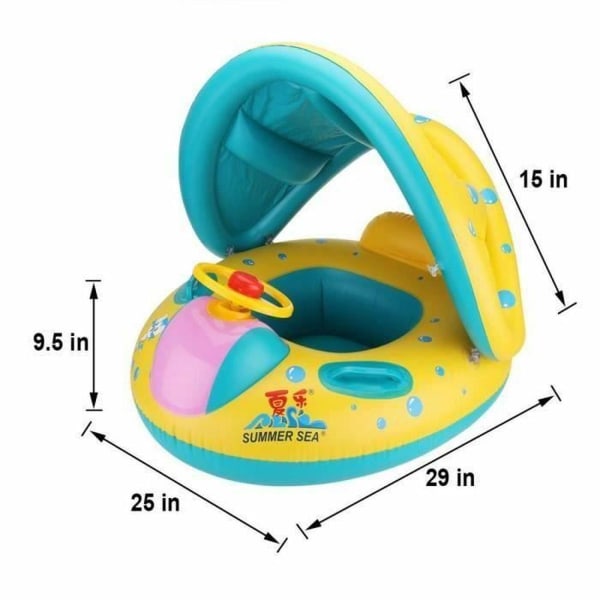 Parasoll for babybarn 6-18 måneder oppblåsbar yacht for barn