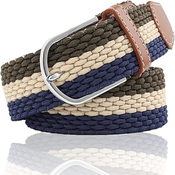 Stretch woven belt 105 cm, green blue, women's width 3.3 cm pin b