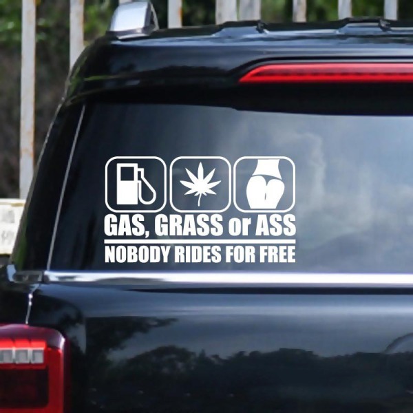 5 Pack Gass Grass eller Ass Ingen rir gratis Bil Decal No Free