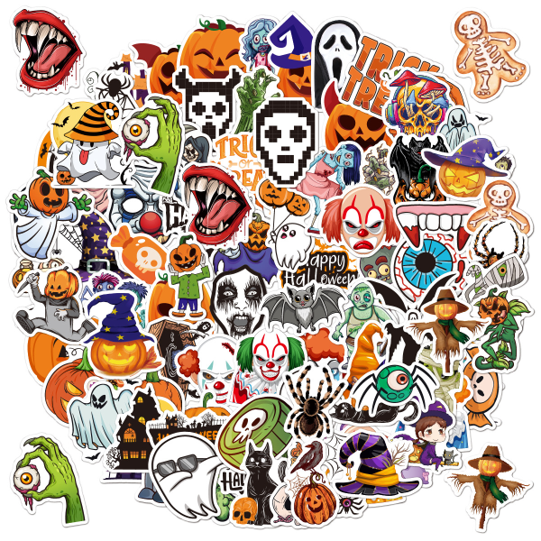 200 stk Cute Happy Halloween Vinyl Decals Stickers Bulk Waterproof