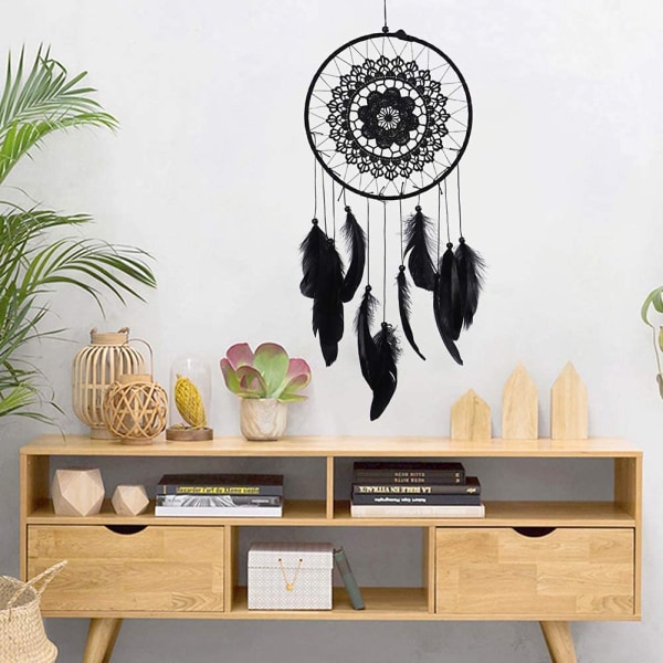 Blue-Dreamcatcher Black, Dream Catcher Dreamcatcher med pärlor en