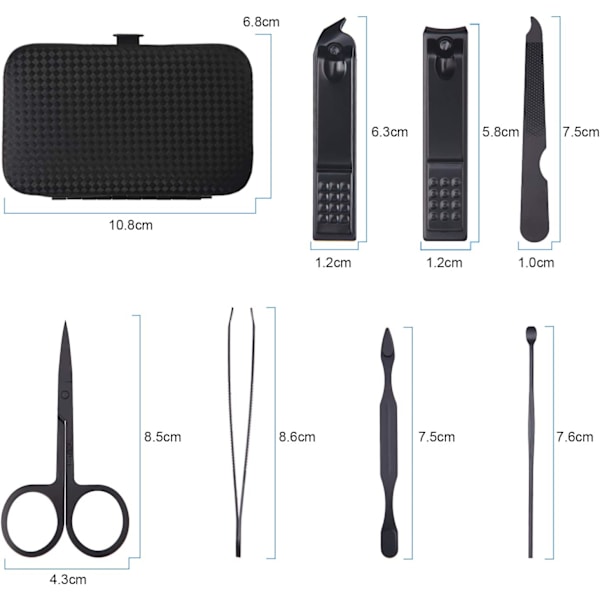 Manicure Pedicure Kit, 7pcs Professionelt Neglesæt, Rustfrit