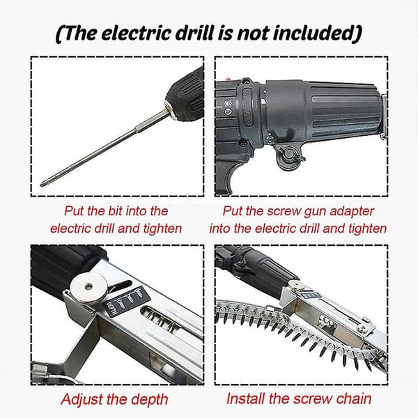 Automatisk skruetrækker og dyseadapterkit, tilpas lectric boremaskine,