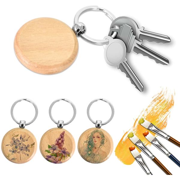 12 stk. nøkkelringer i tre, DIY tomme nøkkelringer i tre, Perso
