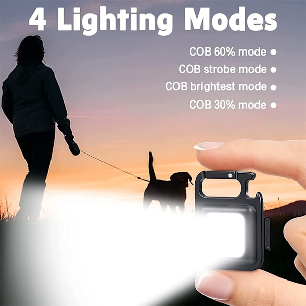 COB Mini-taskulamppu 500 Lumenia, Avaimenperän Pieni Taskulamppu Ladattava