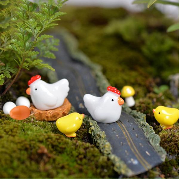 20 st Mini Resin Kyckling Påsk Prydnader, Miniatyr Mossa Mikro Landskap Bonsai Dekor Kit, Harts Trädgårdsstaty, Påskhantverk, Högtidsfest Dekor