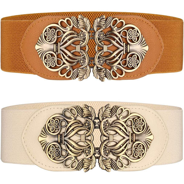 Dame Elastisk Bredt Bælte 2 Dele Retro Elastisk Bælte