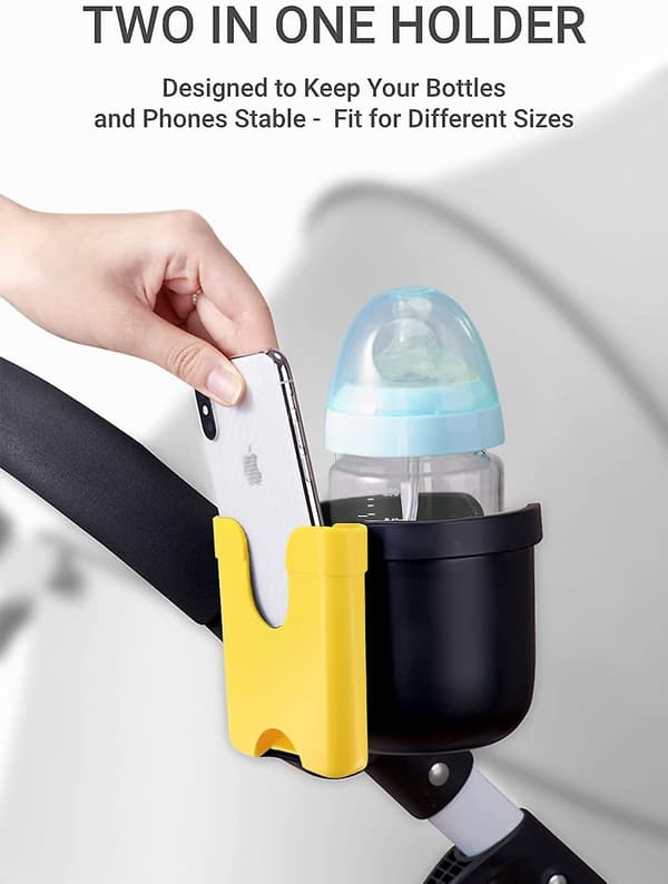 Universal koppholder, koppholder til barnevogn med telefonholder,