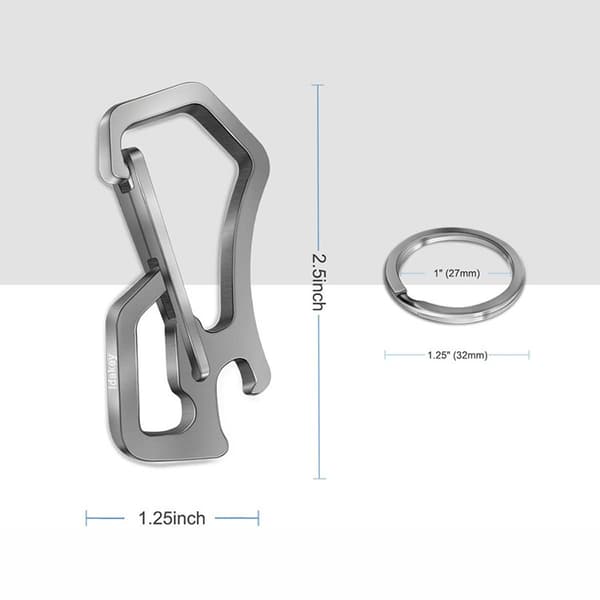 2-pack titannyckelkedja, multifunktionell karbinhake nyckelring