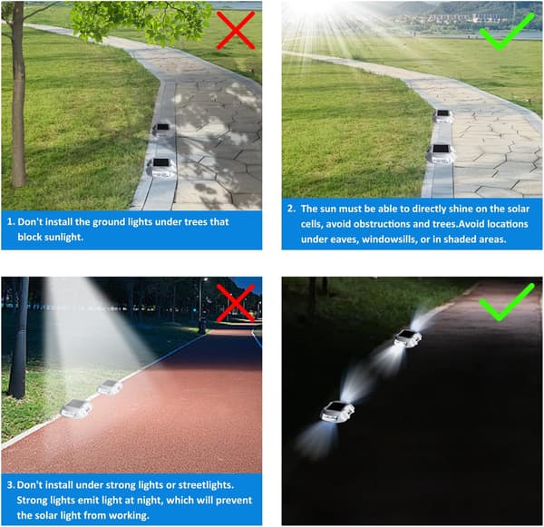 Solar dækbelysning LED indkørselslys, udendørs IP68 vandtæt (grøn, 2-pak)