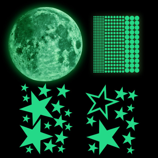 Autocollants Lumineux Stickers Muraux, 435 Pièces Étoiles Lumineuses Points  et Lune