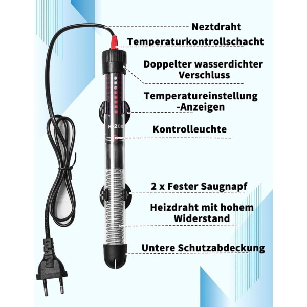 Säädettävä akvaariolämmitin 120L 100 W Akvaarion vastus termostaatilla 20-34°C kalasäiliöille ja akvaarioille