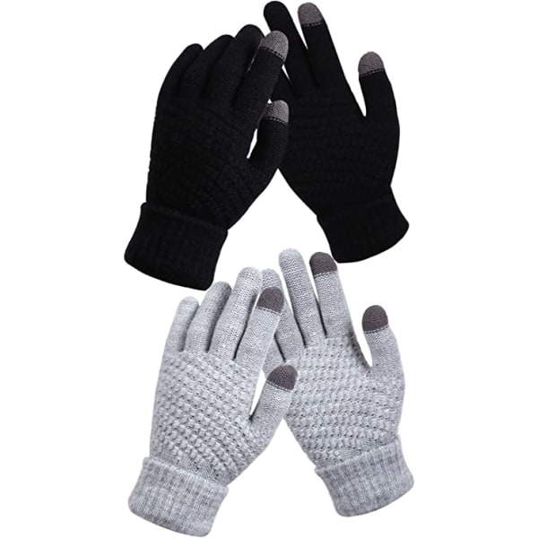 2 Pairs Women's Winter Touch Screen Gloves Warm Fleece Lined