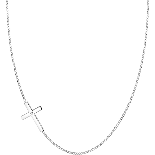 Kvinners klassiske kors 925 sterling sølv kvinners anheng halskjede